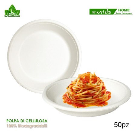 Piatti fondi in polpa di cellulosa bio 100% biodegradabili.