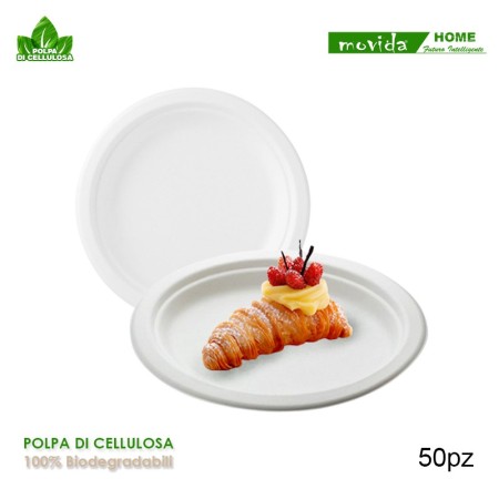 Piatti frutta dessert in polpa di cellulosa bio 100% biodegradabili.