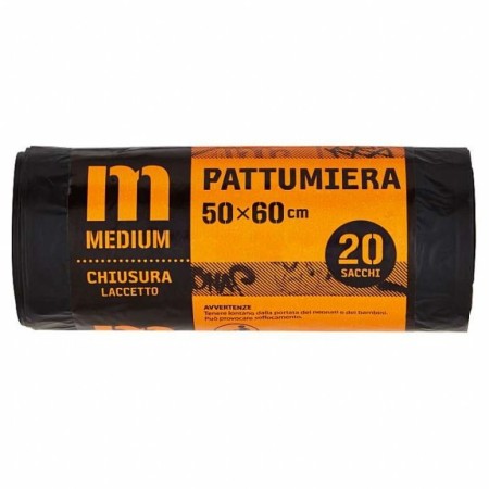 Sacco immondizia 50x60 nero rotolo da 20 sacchetti chiusura laccetto