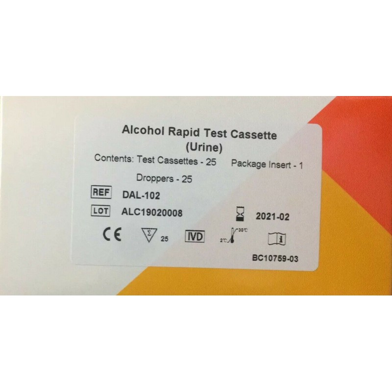 25 CARD ALCOOL TEST RILEVAZIONE TASSO ALCOLEMICO ALCOLICO SU URINA MEDICINA  DEL LAVORO